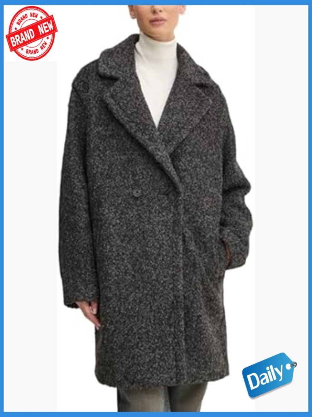 Women's Long Wool Blend Overcoat Notch Lapel Button Closure Long Sleeve